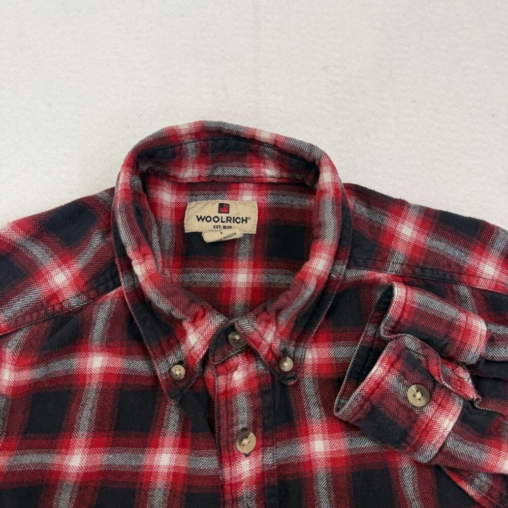 Woolrich Brawny Plaid Flannel Shirt Red Black Men’s Size Large